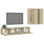 Set Porta TV 4 pz Rovere Sonoma in Truciolato