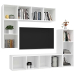 Set di Mobili Porta TV 4 pz Bianco in Legno Multistrato