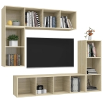 Set di Mobili Porta TV 4 pz Rovere Sonoma in Legno Multistrato