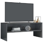 Mobile Porta TV Grigio Lucido 100x40x40 cm in Legno Multistrato