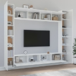 Set Mobili Porta TV 8pz Bianco Lucido in Legno Multistrato