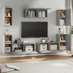 Set di Mobili Porta TV 7 pz Grigio Cemento in Legno Multistrato