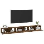 Set Mobili Porta TV 3 pz Rovere Fumo in Legno Multistrato