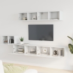 Set di Mobili Porta TV 5 pz Bianco Lucido in Legno Multistrato