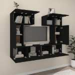 Set Mobili Porta TV 6 pz Nero in Legno Multistrato