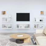 Set di Mobili Porta TV 7 pz Bianco Lucido in Legno Multistrato