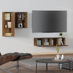 Set Mobili Porta TV 4 pz Rovere Marrone in Legno Multistrato