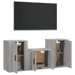 Set Mobili Porta TV 3 pz Grigio Sonoma in Legno Multistrato