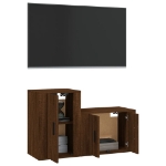 Set Mobili Porta TV 2 pz Rovere Marrone in Legno Multistrato