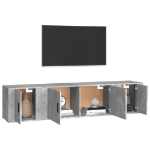 Set di Mobili Porta TV 3 pz Grigio Cemento in Legno Multistrato