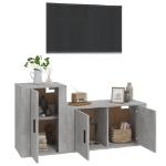 Set di Mobili Porta TV 2 pz Grigio Cemento in Legno Multistrato