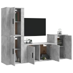 Set di Mobili Porta TV 4 pz Grigio Cemento in Legno Multistrato