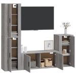 Set di Mobili Porta TV 4 pz Grigio Sonoma in Legno Multistrato