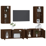 Set Mobili Porta TV 4 pz Rovere Marrone in Legno Multistrato