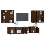 Set Mobili Porta TV 6 pz Rovere Marrone in Legno Multistrato