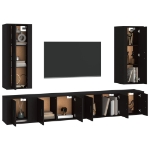 Set Mobili Porta TV 6 pz Nero in Legno Multistrato