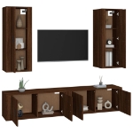 Set Mobili Porta TV 4 pz Rovere Marrone in Legno Multistrato