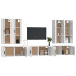 Set di Mobili Porta TV 7 pz Bianco Lucido in Legno Multistrato