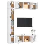 Set di Mobili Porta TV 7 pz Bianco Lucido in Legno Multistrato