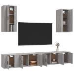 Set di Mobili Porta TV 6 pz Grigio Sonoma in Legno Multistrato