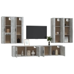 Set di Mobili Porta TV 6 pz Grigio Cemento in Legno Multistrato