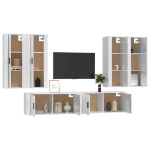 Set di Mobili Porta TV 6 pz Bianco Lucido in Legno Multistrato