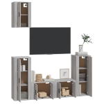 Set di Mobili Porta TV 5 pz Grigio Sonoma in Legno Multistrato