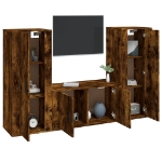 Set Mobili Porta TV 3 pz Rovere Fumo in Legno Multistrato