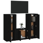 Set Mobili Porta TV 3 pz Nero in Legno Multistrato