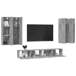 Set di Mobili Porta TV 6 pz Grigio Cemento in Legno Multistrato