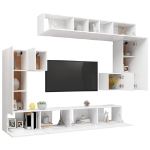 Set Mobili Porta TV 8pz Bianco in Legno Multistrato