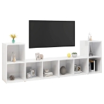 Mobili Porta TV 4 pz Bianco Lucido 72x35x36,5 cm in Truciolato