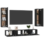 Set Mobili Porta TV 4 pz Nero in Legno Multistrato