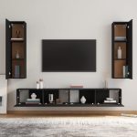 Set Mobili Porta TV 4 pz Nero in Legno Multistrato