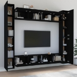 Set Mobili Porta TV 8pz Nero in Legno Multistrato