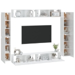 Set Mobili Porta TV 8pz Bianco Lucido in Legno Multistrato