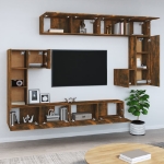 Mobile Porta TV a Parete Rovere Fumo in Legno Multistrato