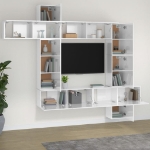 Set Mobili Porta TV 9 pz Bianco Lucido in Legno Multistrato