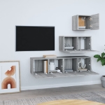 Set di Mobili Porta TV 4 pz Grigio Sonoma in Legno Multistrato