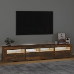 Mobile Porta TV con Luci LED Rovere Fumo 210x35x40 cm