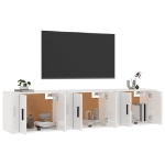 Mobili Porta TV a Parete 3 pz Bianco Lucido 57x34,5x40 cm