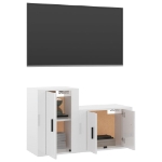 Set di Mobili Porta TV 2 pz Bianco Lucido in Legno Multistrato