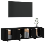 Set Mobili Porta TV 3 pz Nero in Legno Multistrato