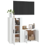 Set di Mobili Porta TV 2 pz Bianco in Legno Multistrato