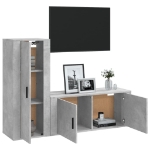 Set di Mobili Porta TV 2 pz Grigio Cemento in Legno Multistrato