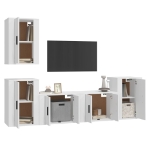 Set di Mobili Porta TV 5 pz Bianco in Legno Multistrato