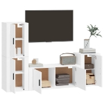 Set di Mobili Porta TV 4 pz Bianco in Legno Multistrato