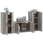 Set Mobili Porta TV 3 pz Grigio Sonoma in Legno Multistrato