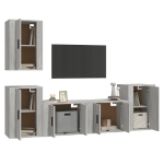 Set di Mobili Porta TV 5 pz Grigio Sonoma in Legno Multistrato