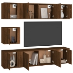 Set Mobili Porta TV 7 pz Rovere Marrone in Legno Multistrato